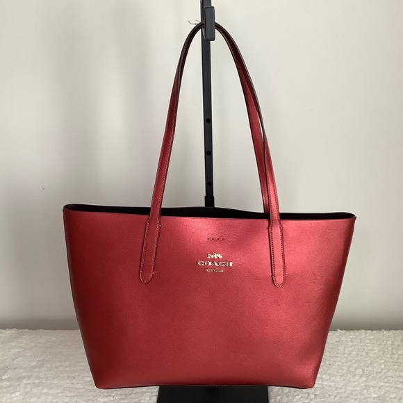 Coach Metallic Avenue Tote (Red) - Picture 2 of 8